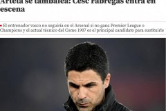 不夺冠就下课？曝阿尔特塔再被逆转将遭解雇，法布雷加斯有望接班