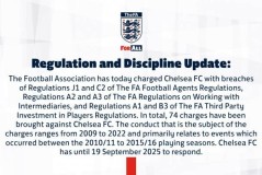 英足总官方：对切尔西提起74项财务指控 需9月19日前作出回应