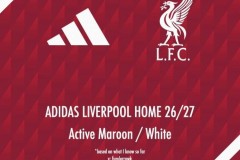 利物浦26-27赛季主场球衣谍照：采用深红色调+白色细节装饰